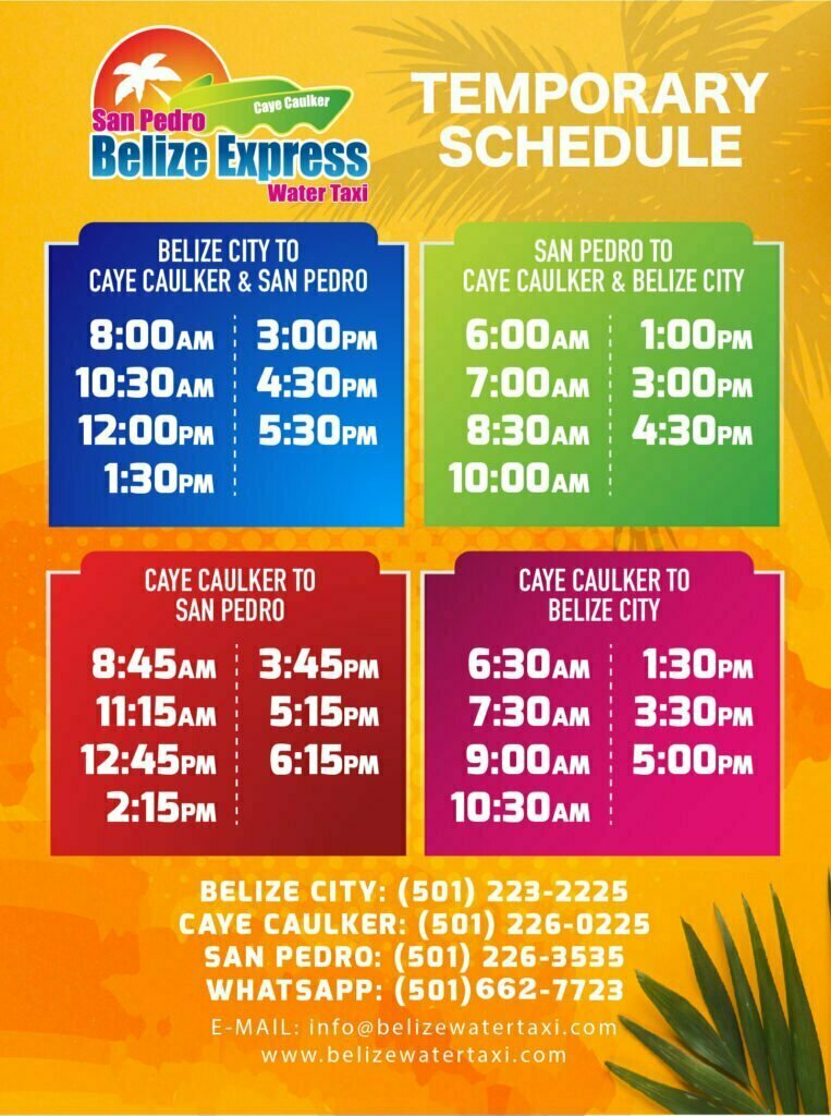 belize city to san pedro water taxi schedule